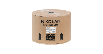 Кабель NIKOLAN U/UTP, 4 пары, Кат.6, 23 AWG, внешний, PE, 305м/100м 